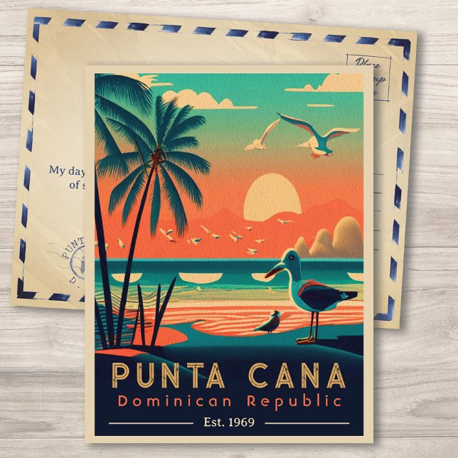 Punta Cana DR. Retro Sunset Souvenirs 1960er Postkarte (Von Creator hochgeladen)