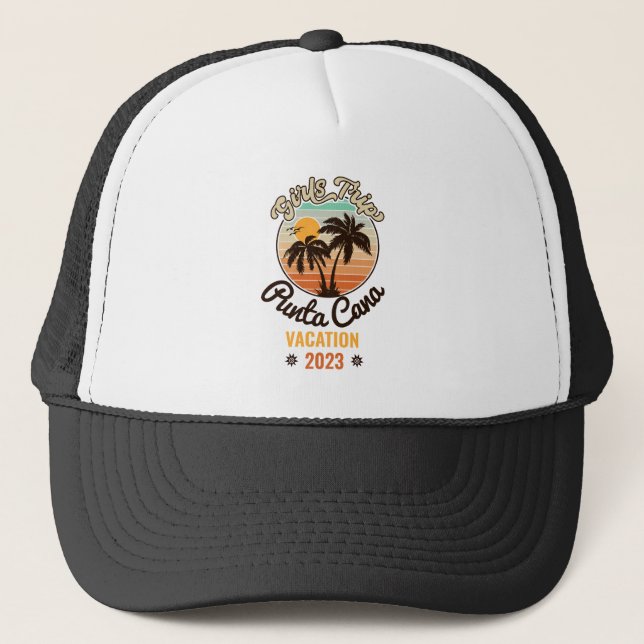 Punta Cana personalize Vacation 2023 Retro 60er Truckerkappe (Vorderseite)