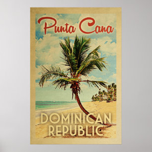 Punta Cana Poster Vintag Palm Tree Beach Poster