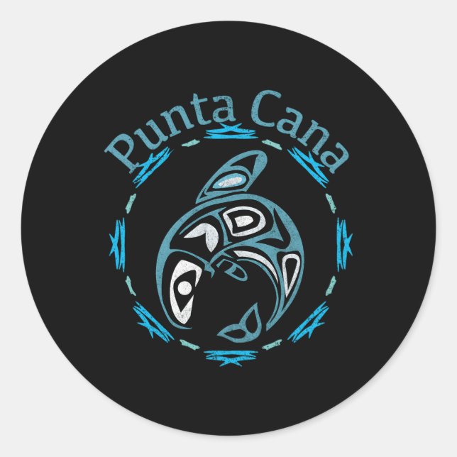 Punta Cana Tribal Fish Runder Aufkleber (Vorderseite)