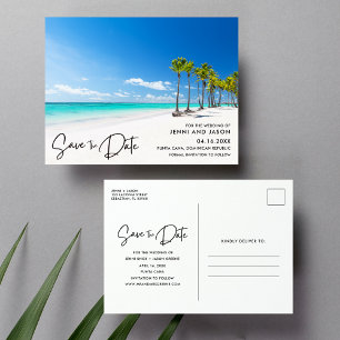 Punta Cana Tropische Strandhochzeit - Termin vorme Ankündigungspostkarte