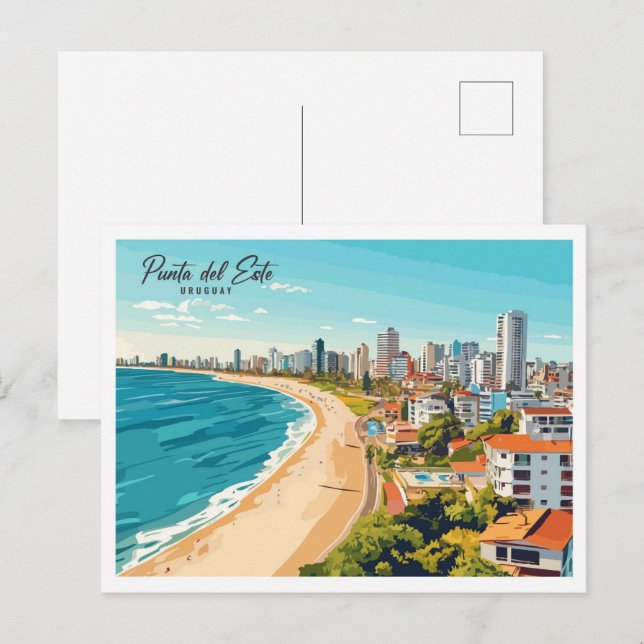 Punta del Este Uruguay Illustration Travel Postkarte (Vorne/Hinten)