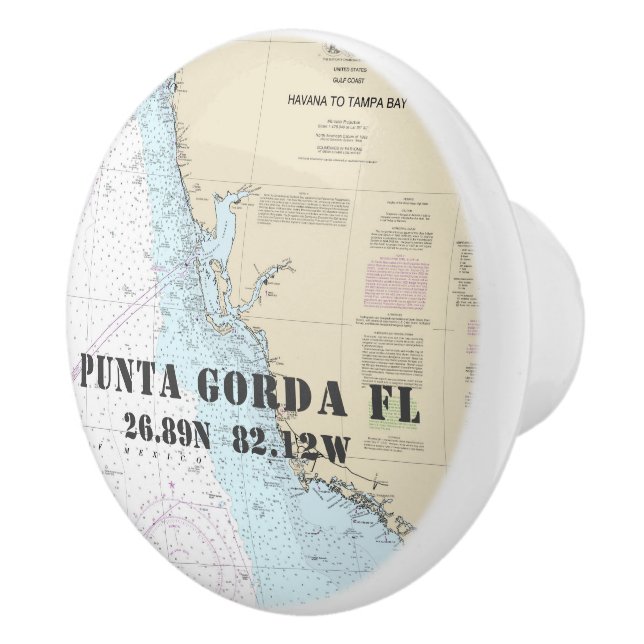 Punta Gorda Florida Authentisches Schönheitsdiagra Keramikknauf (Rechts)