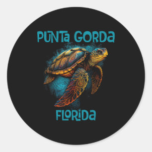 Punta Gorda Florida Fl Retro Vintage Strand Meeres Runder Aufkleber