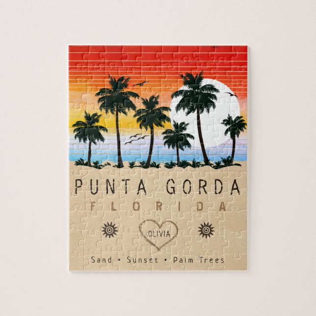 Punta Gorda Florida Retro Sunset Palm Baum 1960er (Vertikal)