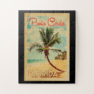 Punta Gorda Jigsaw Puzzle Palm Tree Beach Retro