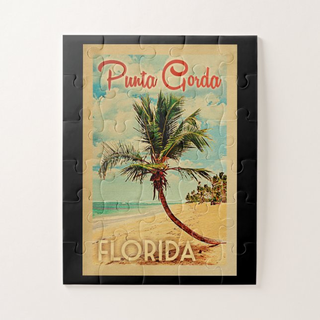 Punta Gorda Jigsaw Puzzle Palm Tree Beach Retro (Vertikal)