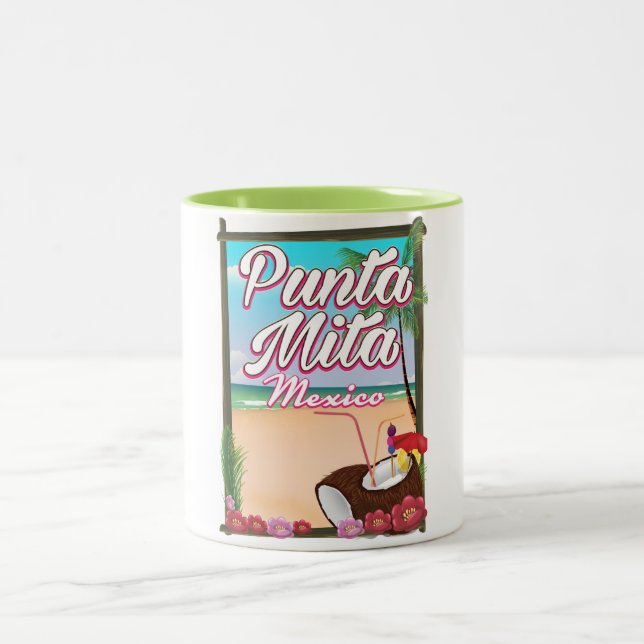 Punta Mita, Mexiko Beach Reiseplakat Zweifarbige Tasse (Mittel)