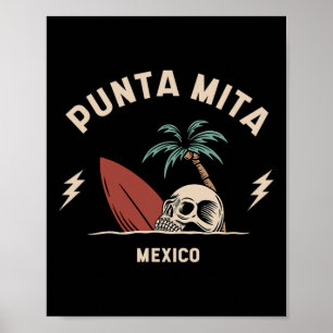 Punta Mita Mexiko Vintage Surfen Skelett Schädel Poster