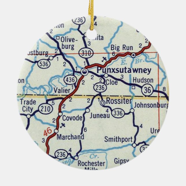 Punxsutawney Karte Keramik Ornament (Hinten)