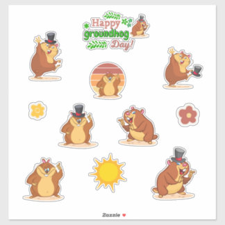 Punxsutawney Phil Groundhog Tag alter Mann Winter Aufkleber