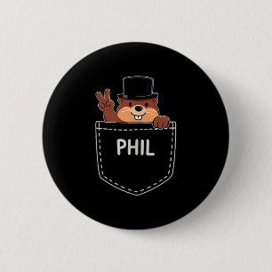 Punxy Phils Süßes Groundhog Day Taschendesign Febr Button