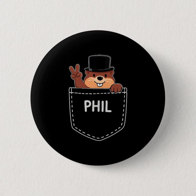 Punxy Phils Süßes Groundhog Day Taschendesign Febr Button (Vorderseite)