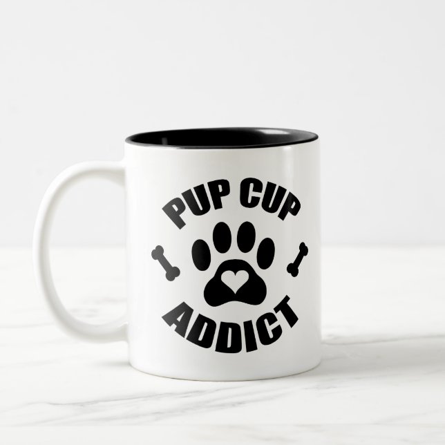 Pup Cup Addict Paw Print Zweifarbige Tasse (Links)