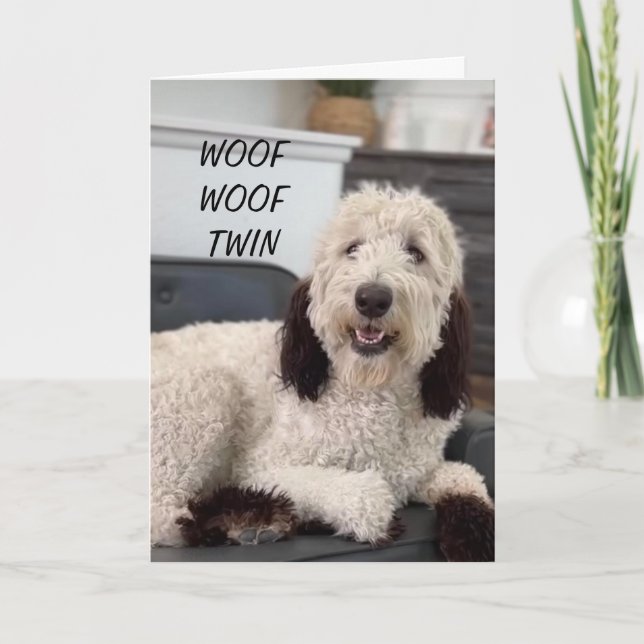PUP-HILFE SAGEN **GLÜCKLICHES GEBURTSTAG ZWEIMAL** KARTE (Vorderseite)