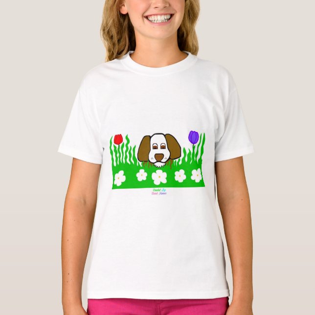 Pup N Play Girls White Basic T Shirt (Vorderseite)