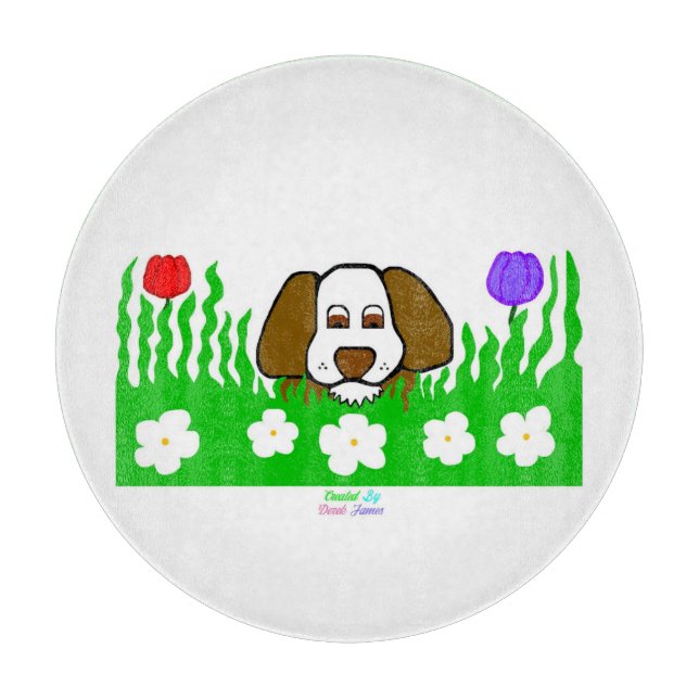 Pup N Play Round Glass Cutting Board 30,4 cm Schneidebrett (Vorderseite)
