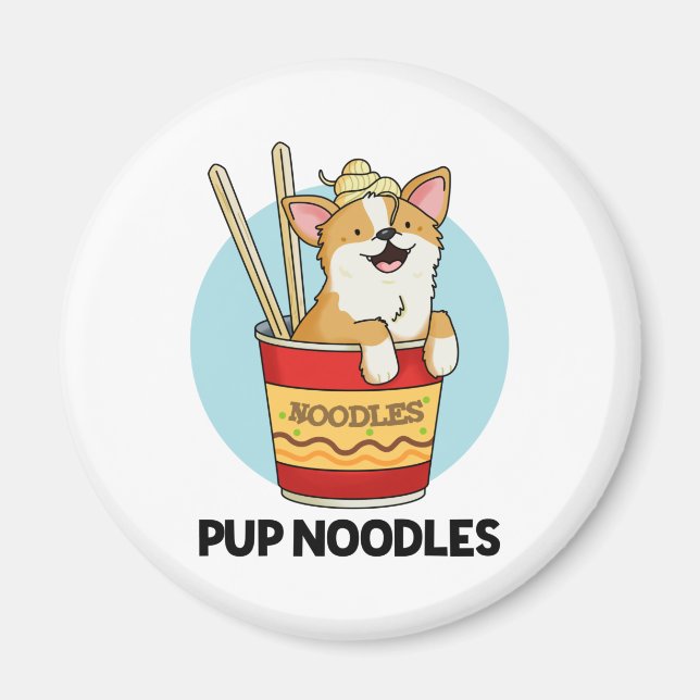 Pup Noodles Funny Cup Noodles Puff Magnet (Vorne)