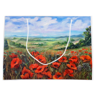 Pupies Field Landscape Ölgemälde Große Geschenktüte