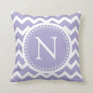 Puple lila Zickzack Girly Zickzack-Monogramm Kissen