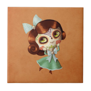 Puppe Dia de Los Muertos Vintage Fliese