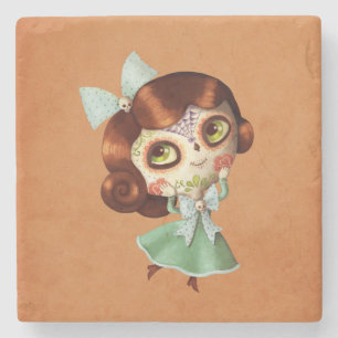 Puppe Dia de Los Muertos Vintage Steinuntersetzer