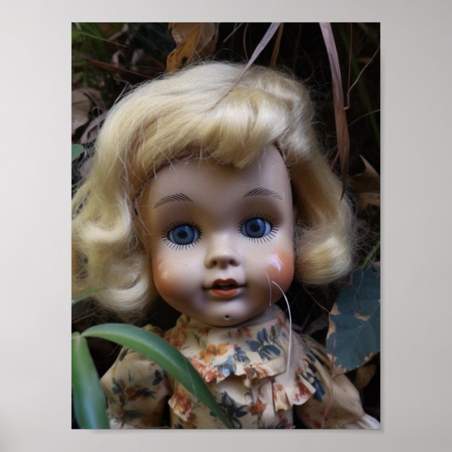Puppe in der Yard Postcard Poster (Vorne)