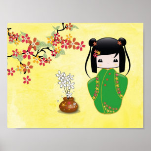 Puppe Kirschblütes Kokeshi, Plakat