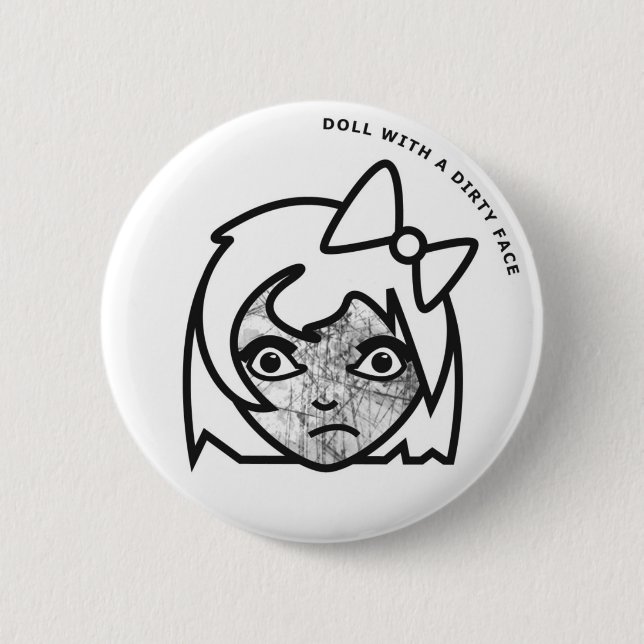 Puppe mit einem schmutzigen Gesicht Button (Vorderseite)
