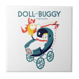 Puppe und Buggy Fliese