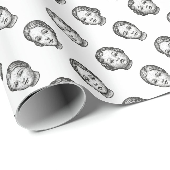 Puppen Gesichter Geschenkpapier (Rolleneckpunkt)