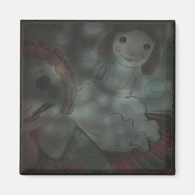 Puppen kommen zum Leben: kaputte Puppen (2"x2") Magnet (Vorne)
