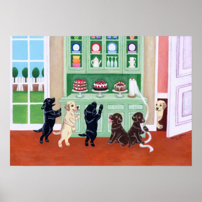 Puppen Labrador Puppen Kunst drucken Poster (Vorne)