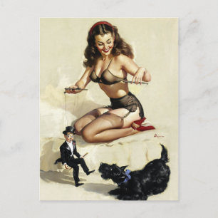 Puppen Pin Up Postkarte