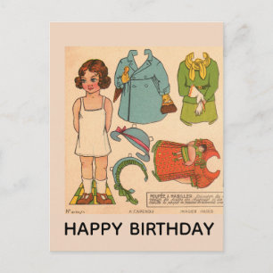 PUPPENMÄDCHEN VINTAGE GEBURTSTAGSPOSTKARTE POSTKARTE