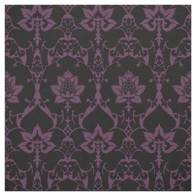Puppenskala Renaissance Damask, Black and Eggplant Stoff (Muster)