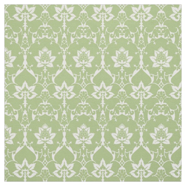 Puppenskala Renaissance Damask, Spring Green Stoff (Muster)