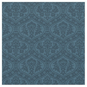 Puppenskala Renaissance Damaskus, Preußisch Blau Stoff