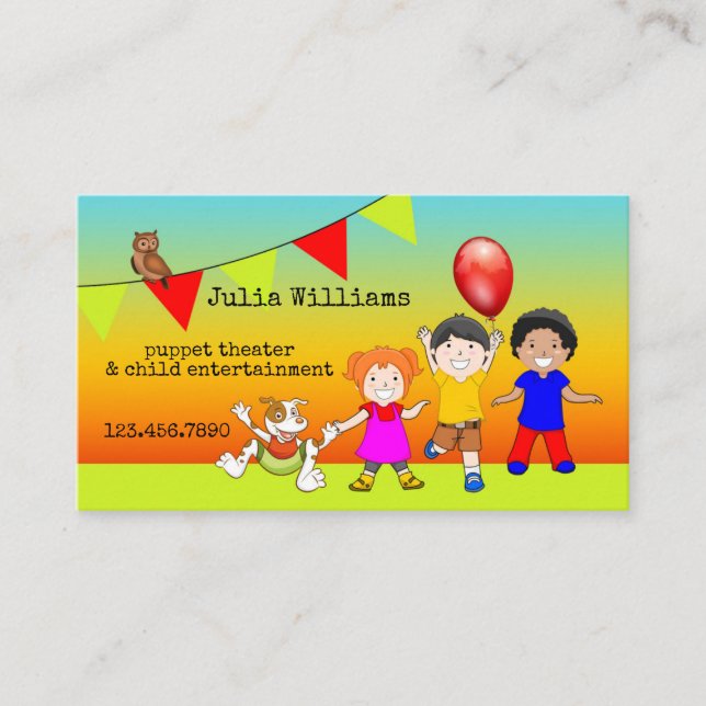 Puppet Theater Kinderspielplatz Business Card Visitenkarte (Vorderseite)