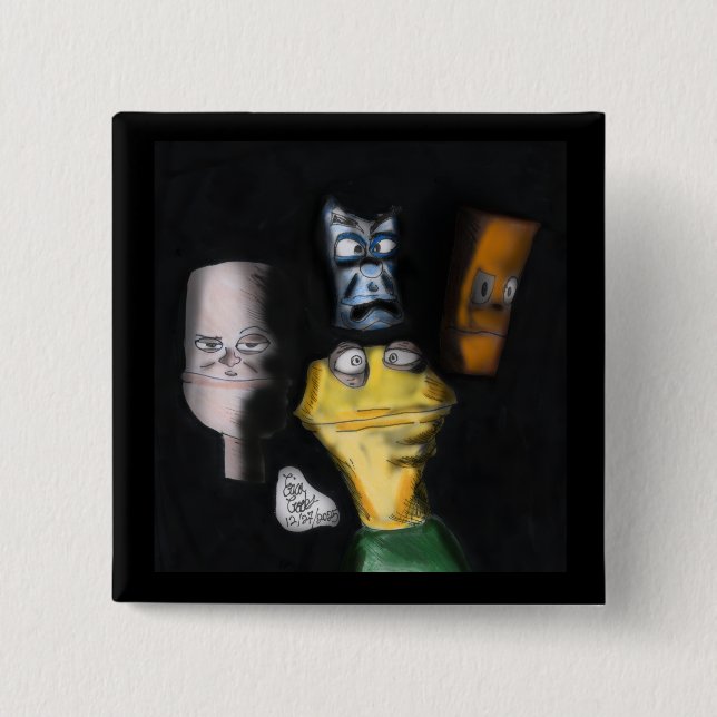 Puppets in the dark ( Erica Crooks puppet art ) Button (Vorderseite)