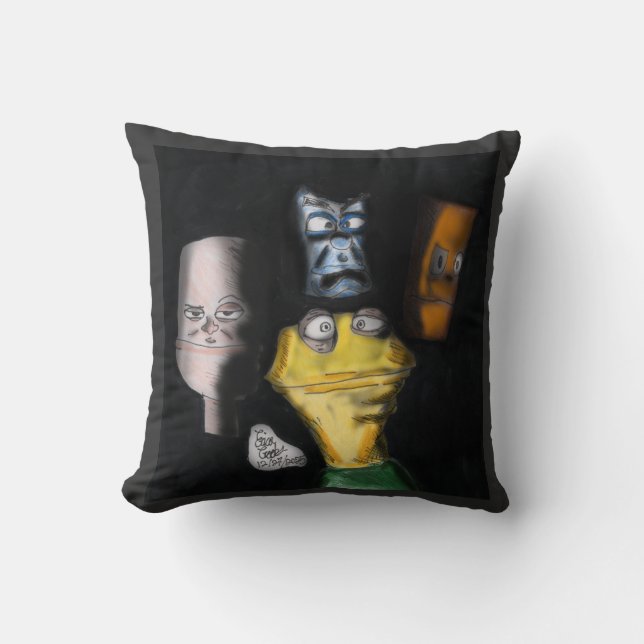 Puppets in the dark ( Erica Crooks puppet art ) Kissen (Vorderseite)