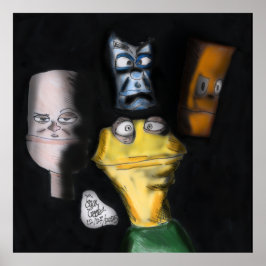 Puppets in the dark ( Erica Crooks puppet art ) Poster