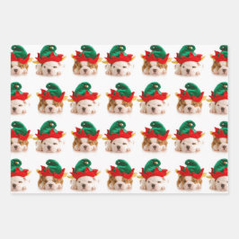 PUPPIEN ALS CHRISTMAS WRAPPING FLACHENBLATT SET VO GESCHENKPAPIER SET