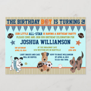 Puppies All-Star Boy Anniversaire Fête Invitation