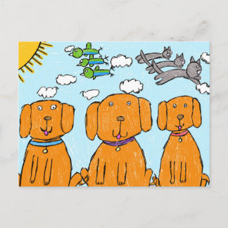 "Puppies in the Sun" Happy Postcard Postkarte