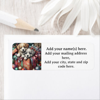 Puppies Noël Retourner Adresse Étiquettes