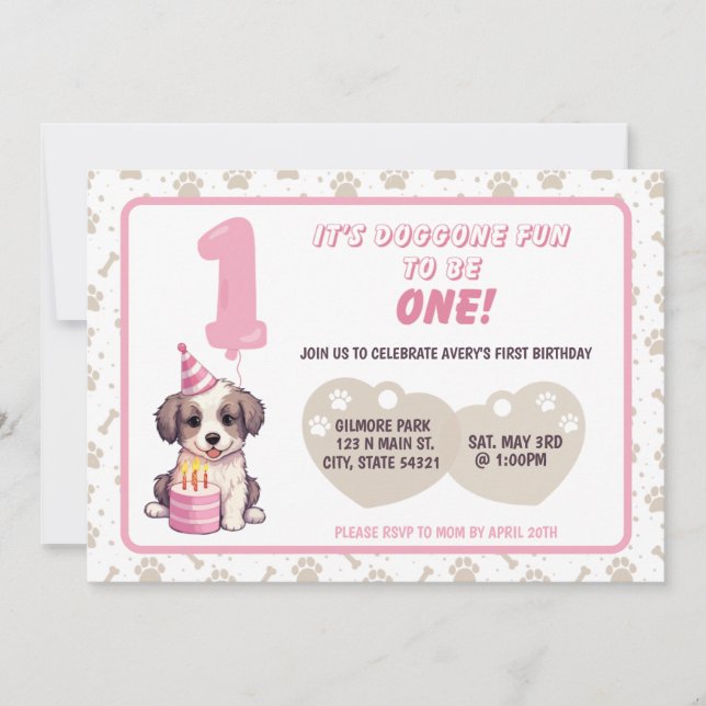 Puppy 1er Anniversaire Fête Invitation (Devant)