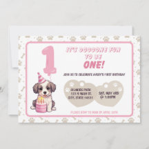 Puppy 1er Anniversaire Fête Invitation