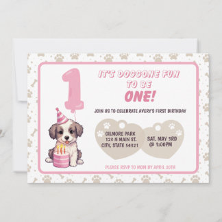 Puppy 1er Anniversaire Fête Invitation