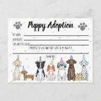 Puppy-Adoption-Karte für Gastgeschenk